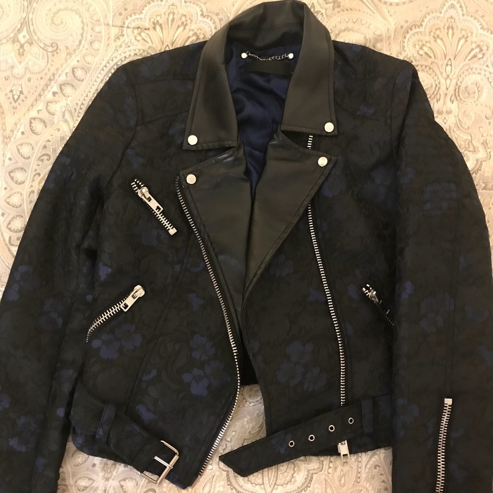 Black lace leather jacket